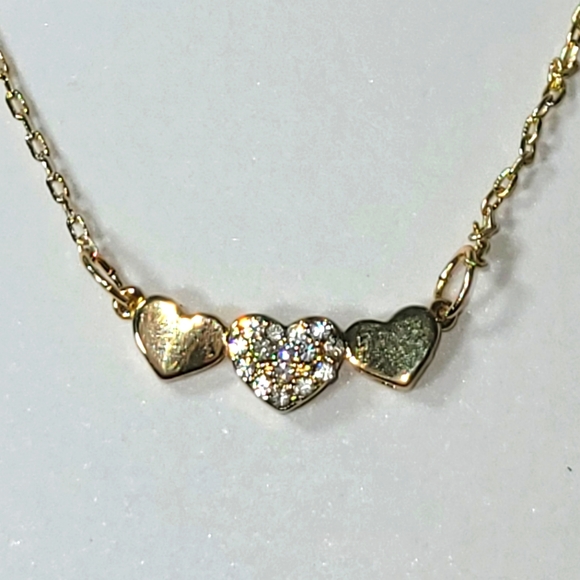 Jewelry - NWT-Lauren Conrad-16"-Gold Three Heart Zirconia Necklace